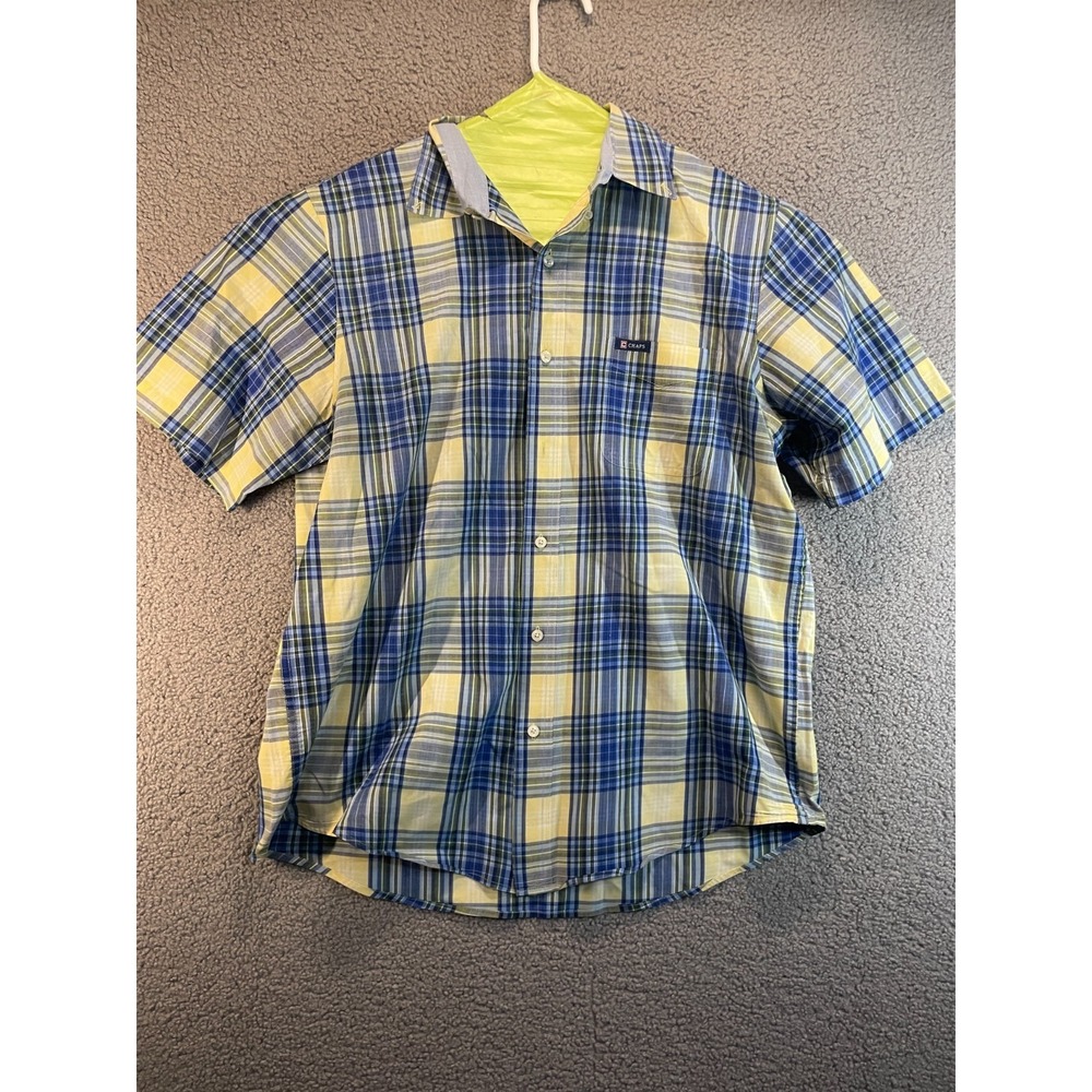 Chaps Ralph Lauren Shirt Men's Size Large Blue Plaid Short‎ Sleeve